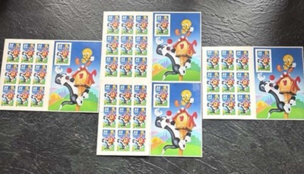 LOT x4 FULL SHEETS SYLVESTER TWEETY 3205 MNH MINT VF ! LOONEY TUNES 32c STAMPS !